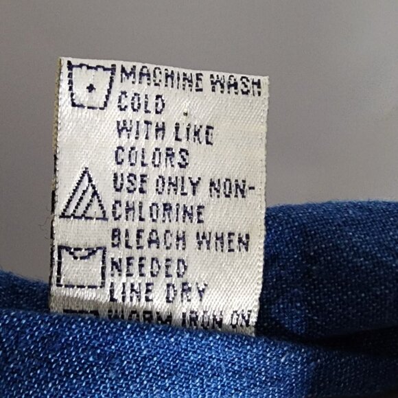 LEMON GRASS Solid All Blue Long Sleeve Button Down Linen Blend Shirt Womens L - Picture 6 of 6